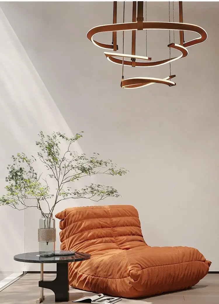 Axyaa Leather Ring Hall Chandelier, Postmodern Designer Villa, Grand Restaurant Main Light
