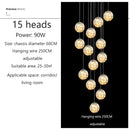 Axyaa Glass Ball LED Spiral Chandelier - Modern Lighting for Home, Restaurant, Hotel