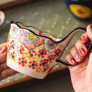 Axyaa Hand Drawn Handlebar Ceramic Mug for Coffee, Tea & Water - 400ML