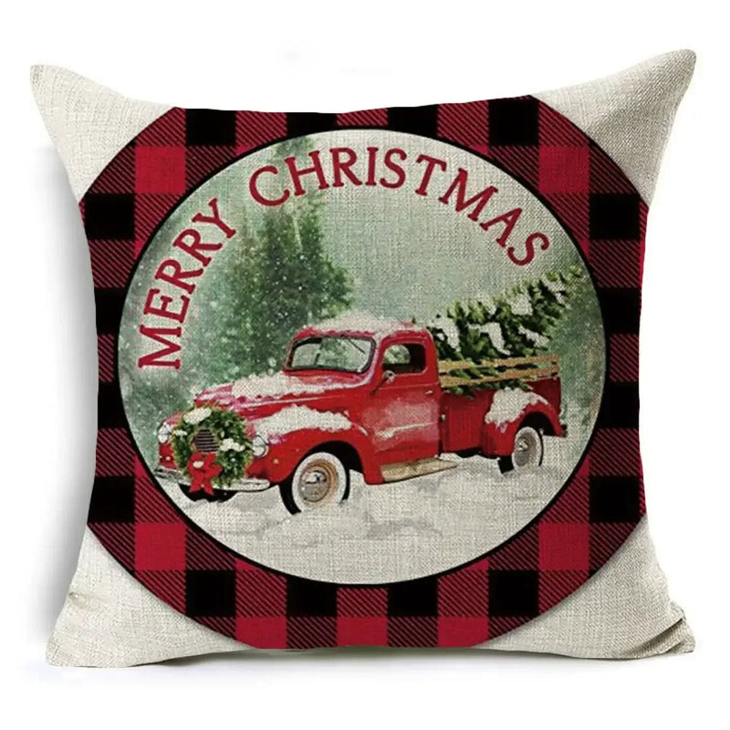 Axyaa Cartoon Christmas Linen Pillowcase Decoration 45cm*45cm, Perfect Gift for Home