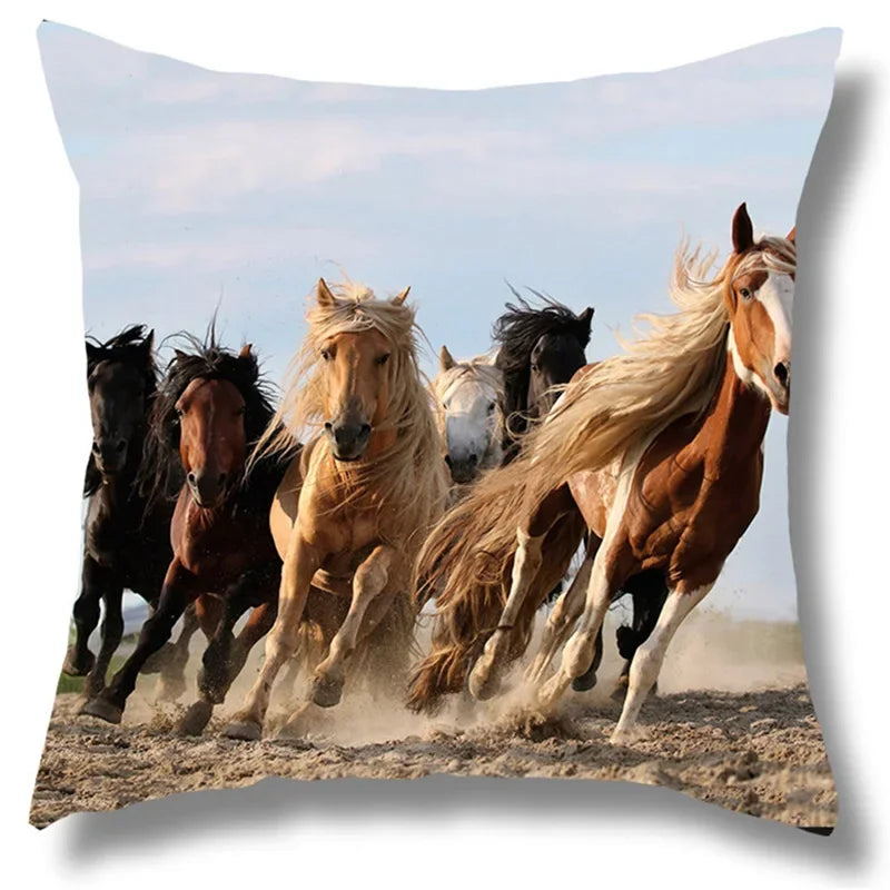 Fine Horse Print Cushion Cover for Home Decor by Axyaa