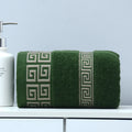 Axyaa Geometric Jacquard Embroidered Oversized Bath Towel Green Black