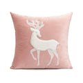 Axyaa Christmas Pink Elk Snow Wreath Velvet Pillowcase for Home Decor