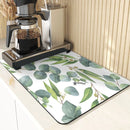 Axyaa Leaf Print Coasters & Drying Mat Set for Kitchen Essentials