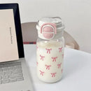 Axyaa Bow Water Bottle with Straw, 600ML Kids Portable Drinking Cup