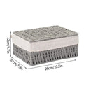 Axyaa Handwoven Storage Basket with Lid - Rectangular Organizer for Home and Closet