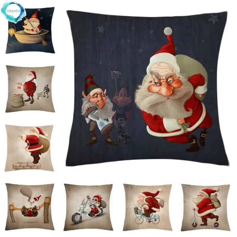 Axyaa Santa Claus Cartoon Decorative Pillowcase 45X45CM