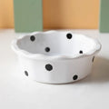Axyaa Lace Polka Dot Ceramic Fruit Bowl | Cute Korean Style Dessert Dish