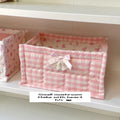 Axyaa Quilted Square Storage Basket: Cute Korean Organizer for Home Decoration