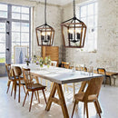 Axyaa Retro Industrial Bird Cage Candle Chandelier in Black Wood Color