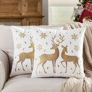 Axyaa Christmas Elk Embroidered Pillow Cover - Soft Short Plush Cushion