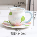 Axyaa Hand-painted 3D Flower Ceramic Coffee Cups & Saucers - Creative Home Drinkware