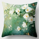 Axyaa Green Fresh Flower Sofa Pillow Case Set, 4 Pieces