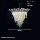 Clear Petal Glass Flower Chandelier with Crystal Tassel Pendants by Axyaa.