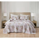 Axyaa Rosy 3-Piece King Size Printed Patchwork Cotton Quilt Set - Pink Floral