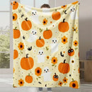 Axyaa Halloween Pumpkin Print Flannel Blanket - Cozy Office & Home Gift