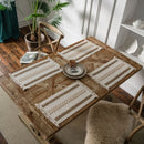 Axya Cotton Linen Striped Table Runner with Dual Color Tassels
