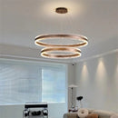 Axyaa Circle Rings LED Pendant Lights for Living Room Dining Room, Modern Acrylic Aluminum Chandelier