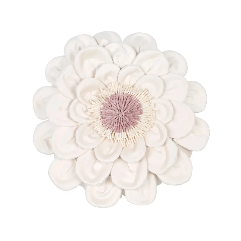 Axyaa Velvet Flower Cushion Cover in Yellow Blue White Pink, Handmade Luxury Pillowcase