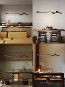 Axyaa Modern Wood Pendant Lights Dimmable LED Chandelier for Home Decoration