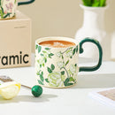 Ceramic Iris Water Bottle Camellia Cup Set - Axyaa Luxe Collection