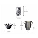 Axyaa Geometric Black Check Ceramic Vase Pot Handicraft Floral Arrangement