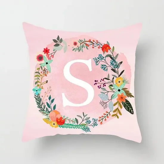 Axyaa Wreath Alphabet Pillow Cover - 45x45cm