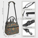 Axyaa Floral Insulated Lunch Bag Burnt Orange Navy Flowers Thermal Tote for Travel