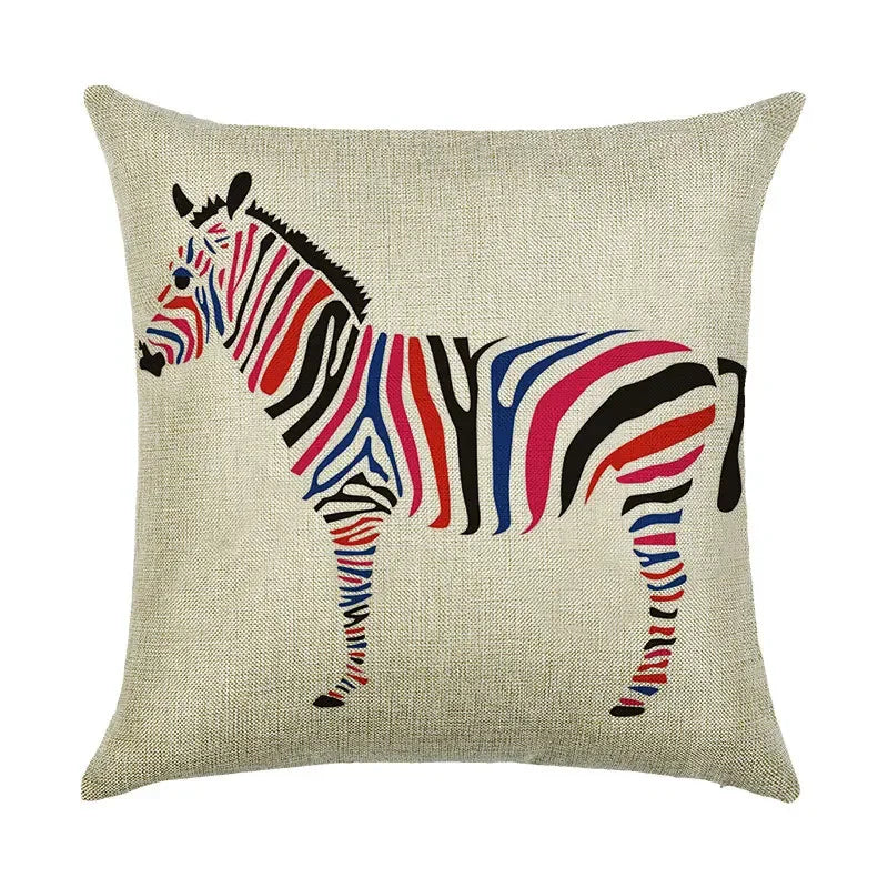 Axyaa Animal Linen Pillowcase for Bedroom Sofa Chair - Decorative Cushion Cover