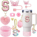 Axyaa Cup Accessories Set for 30oz 40oz Stanley Cup - Silicone Boot, Handle Charm, Initials Sticker