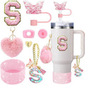 Axyaa Cup Accessories Set: Butterfly Straw, Cover, Cap, Boot, Handle Charm, Initials Sticker
