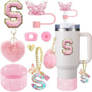 Axyaa Cup Accessories Set: Butterfly Straw, Cover, Cap, Boot, Handle Charm, Initials Sticker