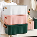 Axyaa Solid Color Storage Box with Cover - Household Organizer for Snacks, Cosmetics, Toys, Clothes