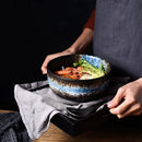 Axyaa Japanese Ceramic Noodle Bowl with Lid, Single Serving － Creative Instant Ramen Bowl
