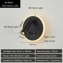 Axyaa LED Wall Sconce Lamp with Dual USB Ports & Adjustable Reading Lights