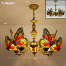 Axyaa Butterfly Design Stained Glass Chandelier - Colorful Lighting for Home and Business