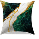 Axyaa Green & Gold Marbled Pattern Throw Pillow Cover for Sofa, Bedroom, Car