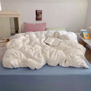 Axyaa Washed Cotton Bedding Set: Duvet Cover, Pillowcase, Top Sheet