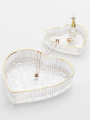 Axyaa Heart Glass Decorative Tray for Cosmetics and Jewelry Storage
