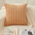 Axyaa Striped Faux Rabbit Fur Pillowcase Cojines - Modern Nordic Solid Color