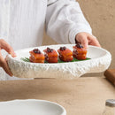 Axyaa Rock Oval Plate Dish White Porcelain Deep Dish for Tableware & Private Cuisine