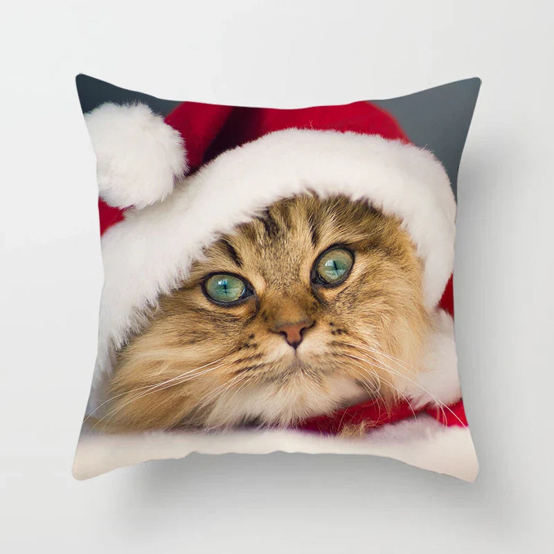 Axyaa Cat Dog Santa Hat Pillowcase for Home Decor