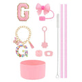Axyaa 10-Piece Tumbler Accessories Set: Straw, Cover, Cap, Boot, Spill Proof Stopper, Letter Keychain, Charm, Sticker
