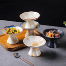 Axyaa Ceramic Dessert Plate Set of 2 High Foot Sushi Snack Tableware