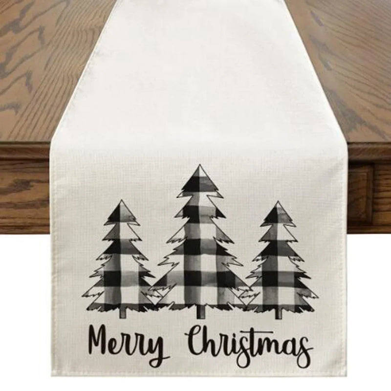 Christmas Tree Printed Table Runner by Axyaa: Festive Home Party Decor