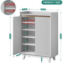 Axyaa White Fluted 5-Tier Shoe Cabinet, Adjustable Shelves, 43.7”H Tall Shoe Storage