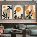 Axyaa Boho Abstract Geometric Leaves Sun Canvas Wall Art Home Decor