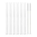Axyaa Glass Straws Set of 6 with Cleaning Brushes | Reusable Colourful Drinking Straws