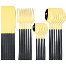 Axyaa 24-Piece Black Stainless Steel Cutlery Set Flatware Tableware Silverware Kit