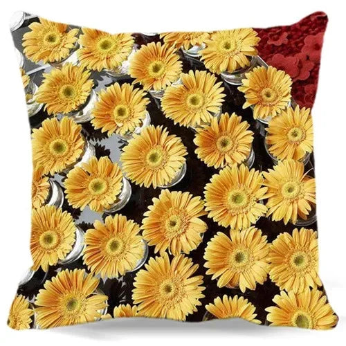 Axyaa Chrysanthemum Floral Polyester Cushion Cover Home Decor Pillowcase